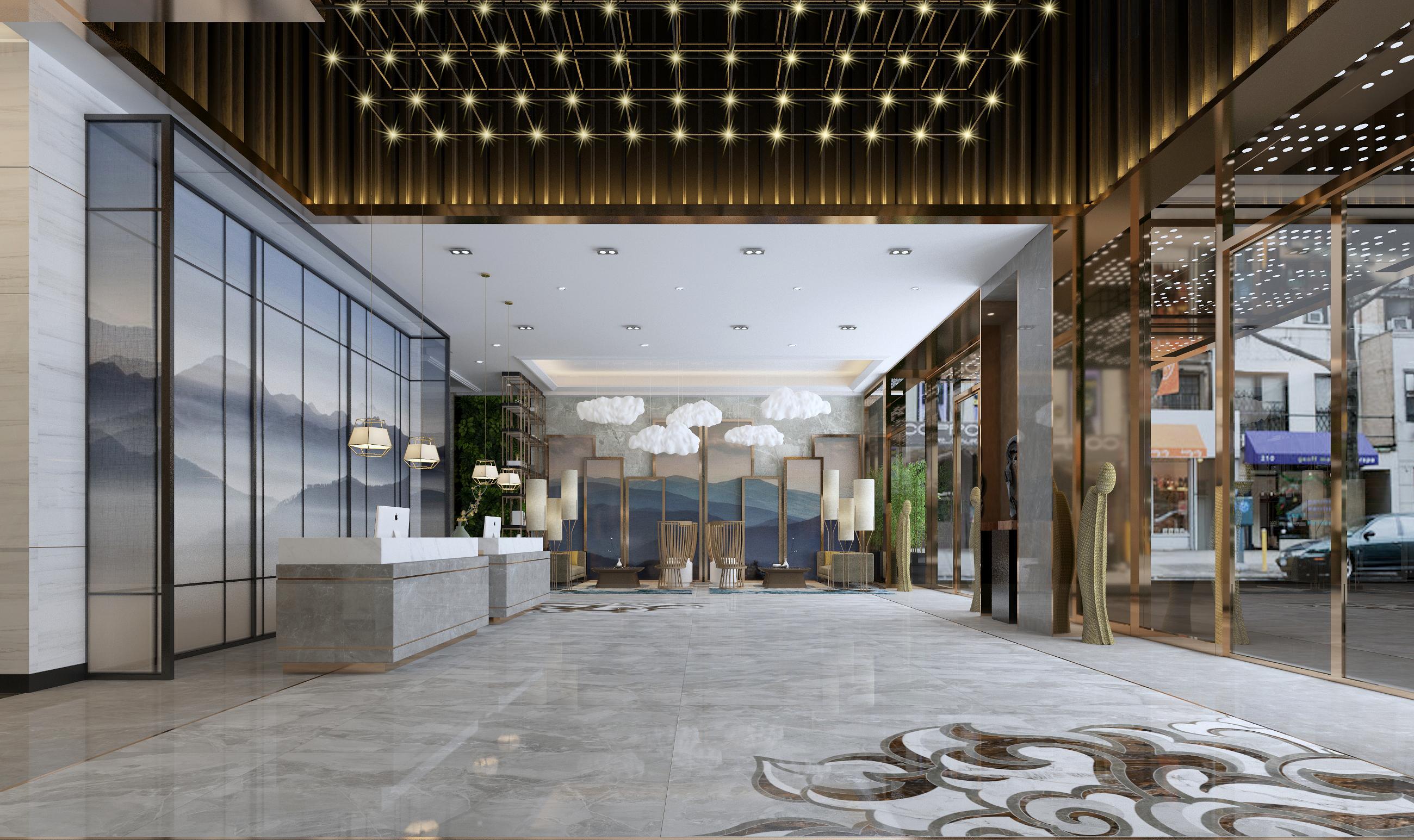 萬國(guó)園白金漢府23#01中式主臥室歐神諾瓷磚效果圖——酒店風(fēng)雅致呈現(xiàn)